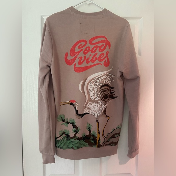 Blind Rooster Pink Asian Inspired “Good Vibes” Sweatshirt Men’s Medium - Picture 2 of 4